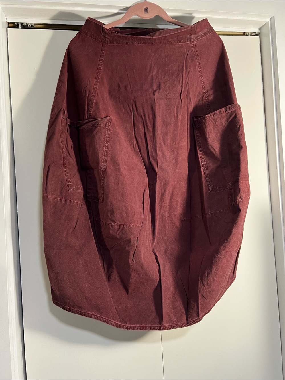 Rundholz Black Label Linen Cocoon Balloon Skirt Burgundy S Lagenlook